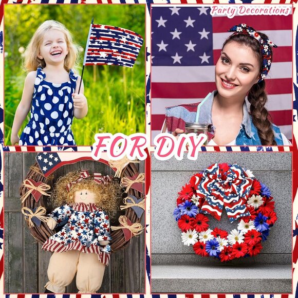 10 Pcs Patriotic Quilting Fabric Squares Bundle, Red White Blue 20x20 Inches for - Picture 5 of 6